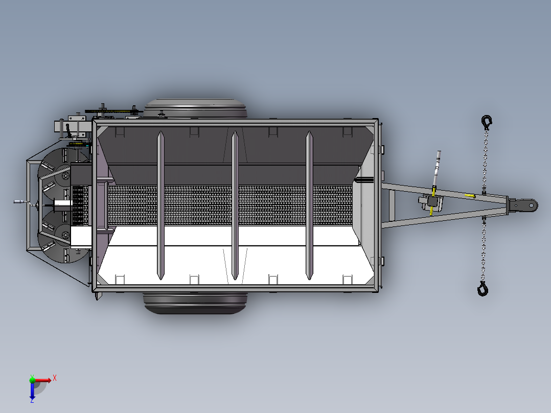 牵引式撒肥车 液压驱动俯视图