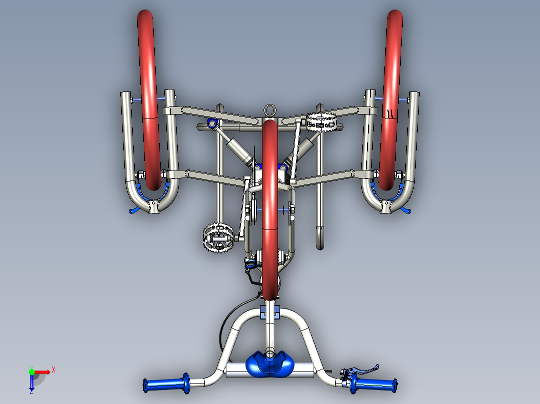 倾斜货运三轮车概念--3dm stp俯视图