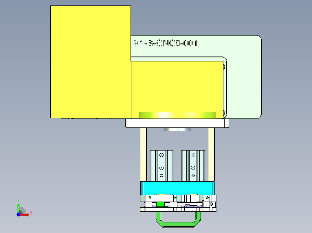 X1-CNC6笔记本CNC工装夹具三维模型-0314前视图