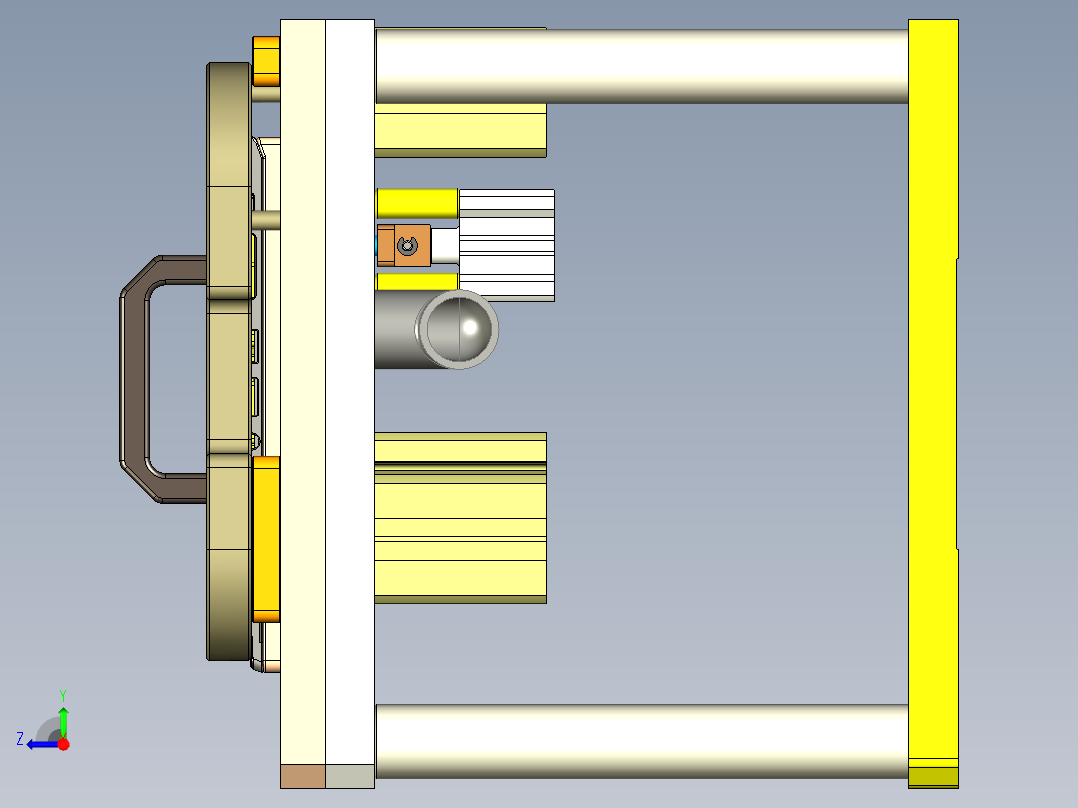 电脑外壳钻螺纹孔治具模型右视图