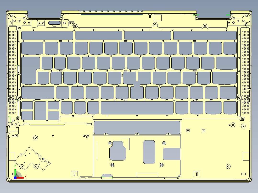 THINKPAD电脑键盘框铣内腔程序模型前视图