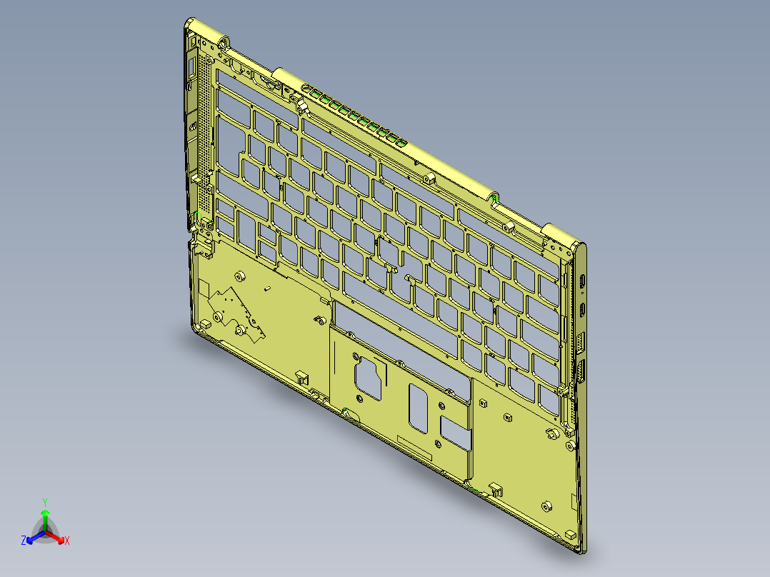 THINKPAD电脑键盘框铣内腔程序模型正等轴测图