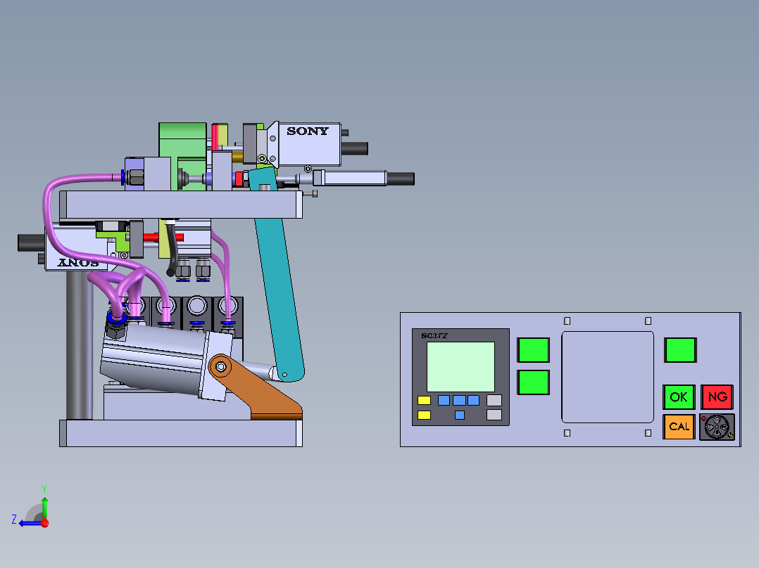 弯曲件自动检测设备右视图
