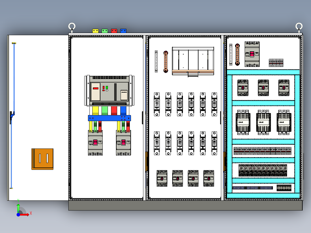 三柜组装万能断路器刀开关120A交流接触器控制柜 55303前视图