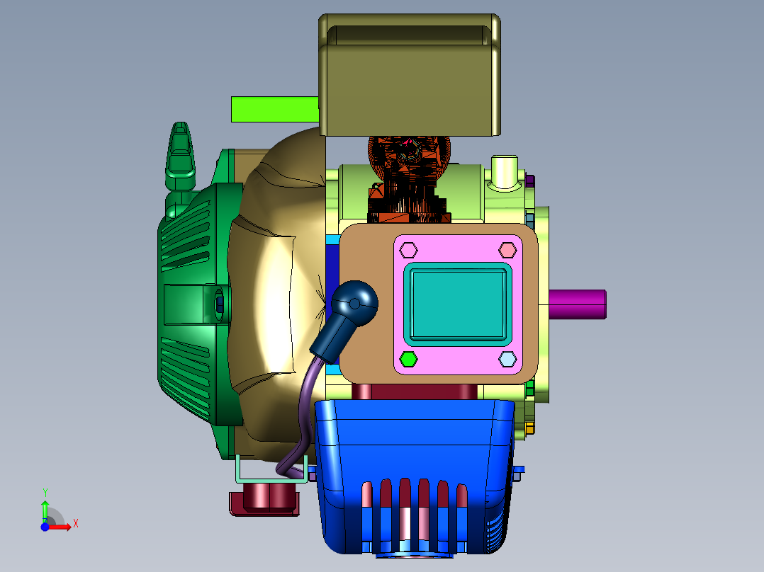 农林业水平轴发动机前视图