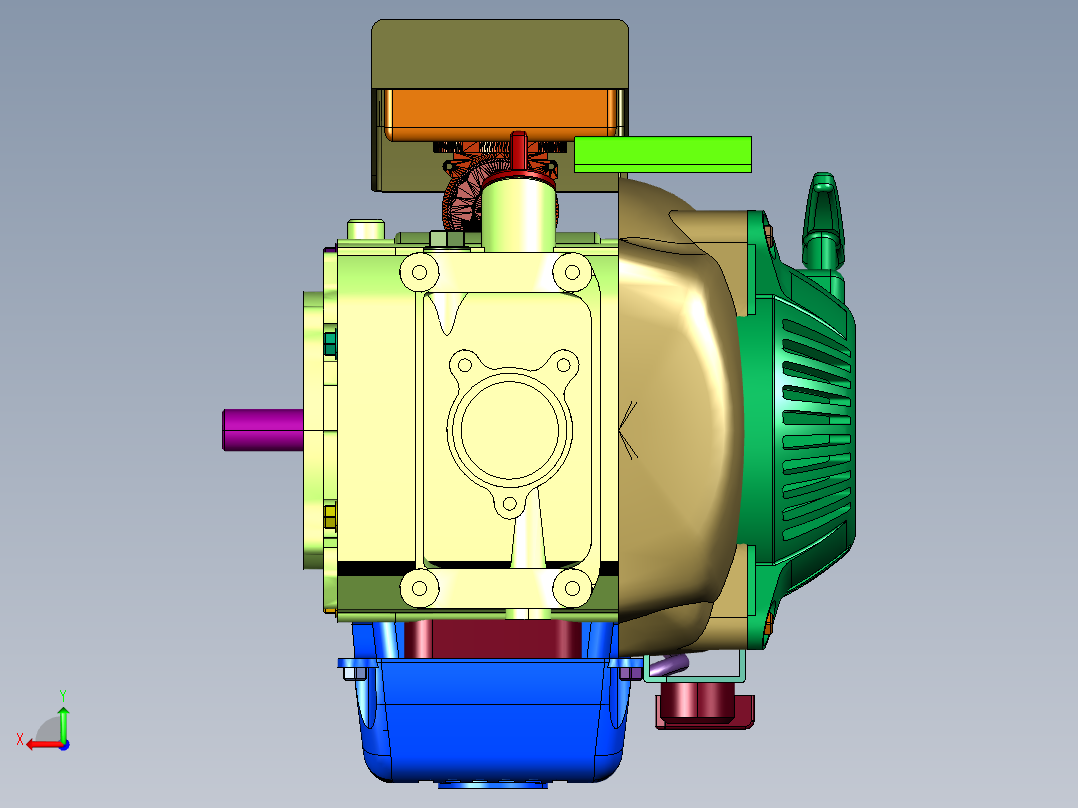 农林业水平轴发动机后视图