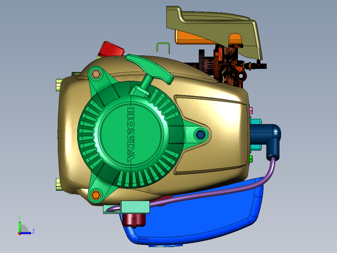 农林业水平轴发动机左视图