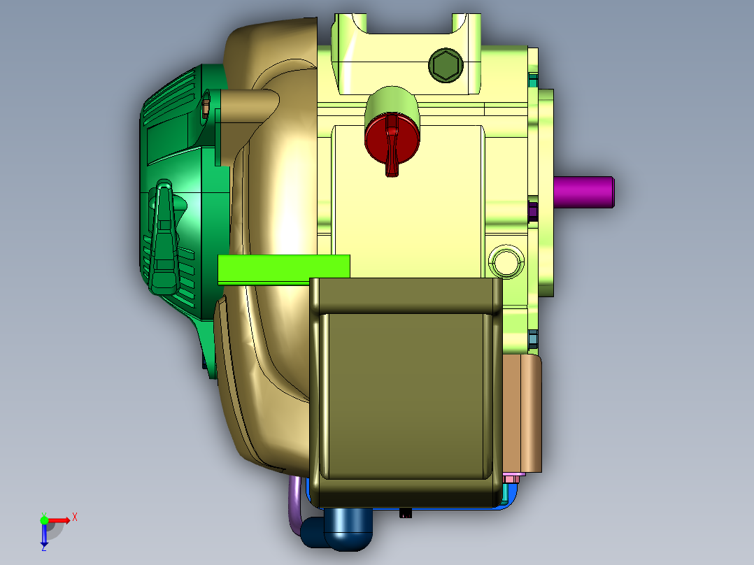 农林业水平轴发动机俯视图