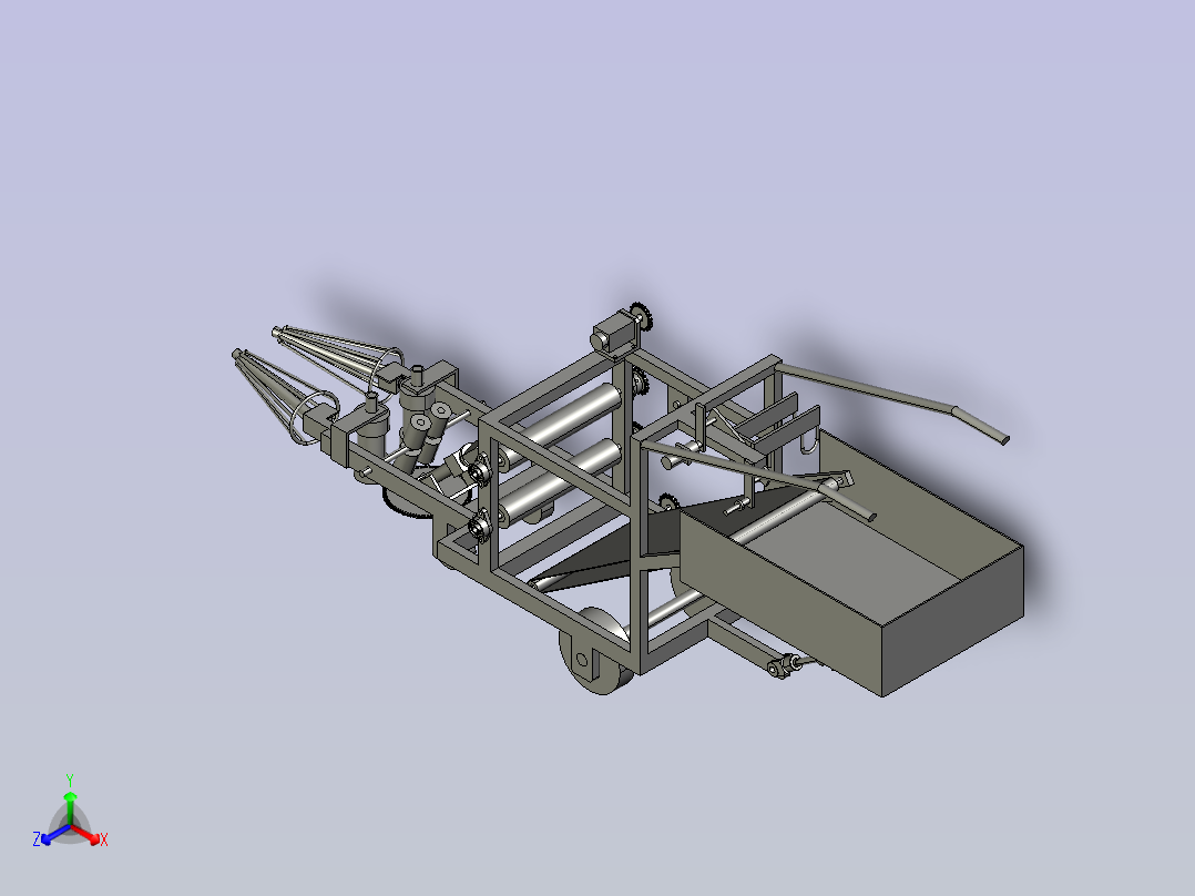 大棚蔬菜收割机正等轴测图