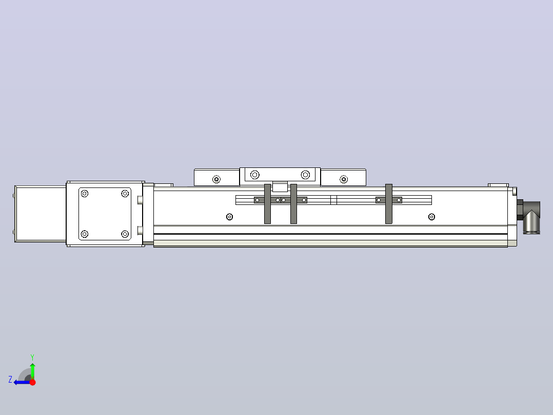 SCM10-100-R滚珠花健、支撑座、滚珠丝杠、交叉导轨、直线模组右视图