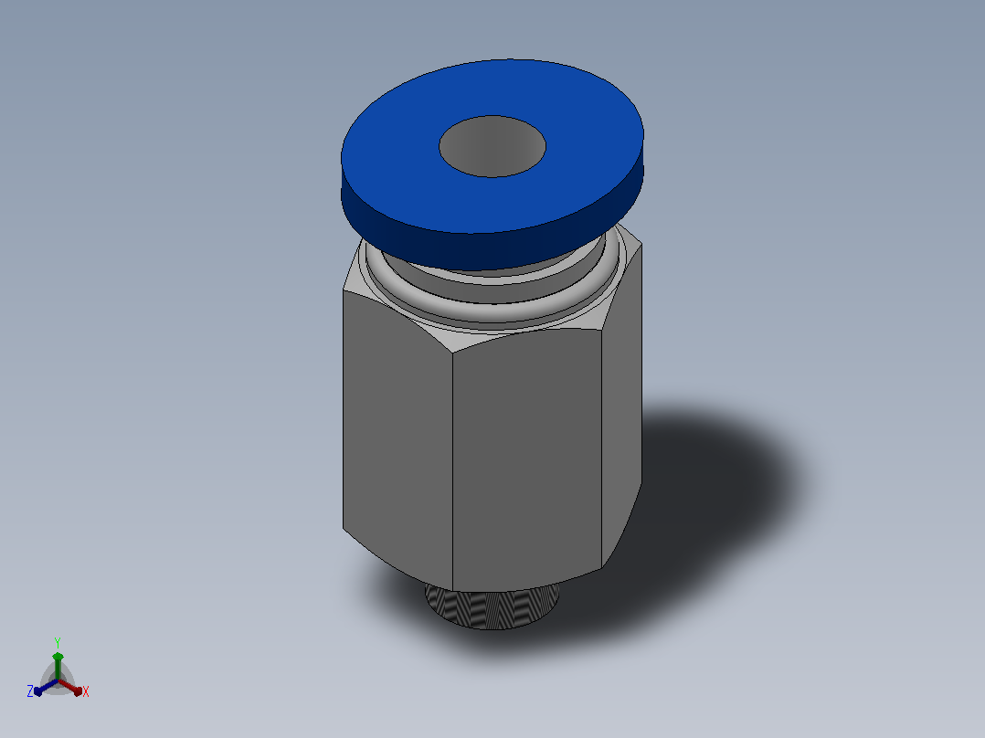 PC 螺纹直通[PC04-M5]正等轴测图
