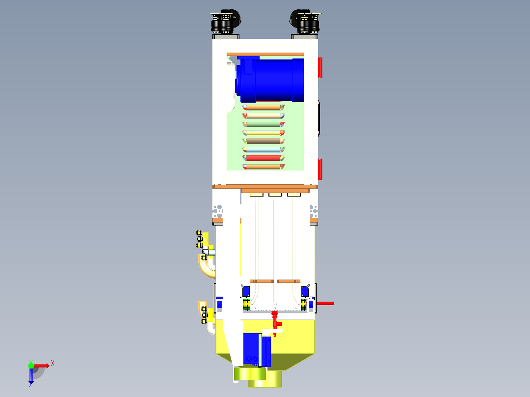 薄片自动清洗机（洗净机）3D图纸 机械设备3D模型设计素材俯视图