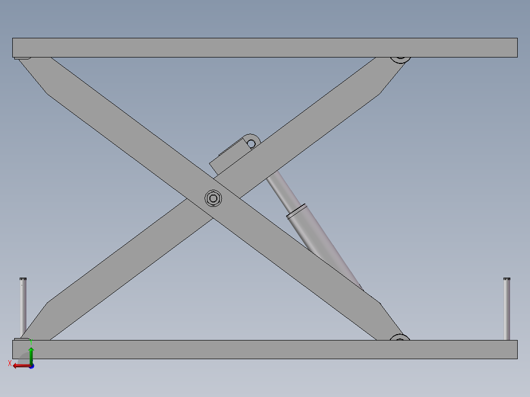 双缸剪叉式升降机3D图纸 H825后视图