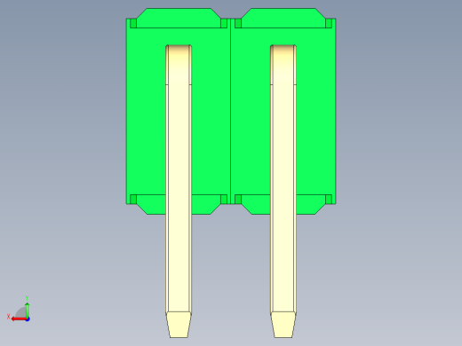 彩色公排针 100mil 2.54mm 系列-DS1022_green_2x02p_100mil_TypeD_rev1.0后视缩略图