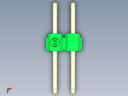 彩色公排针 100mil 2.54mm 系列-DS1022_green_2x02p_100mil_TypeD_rev1.0俯视缩略图