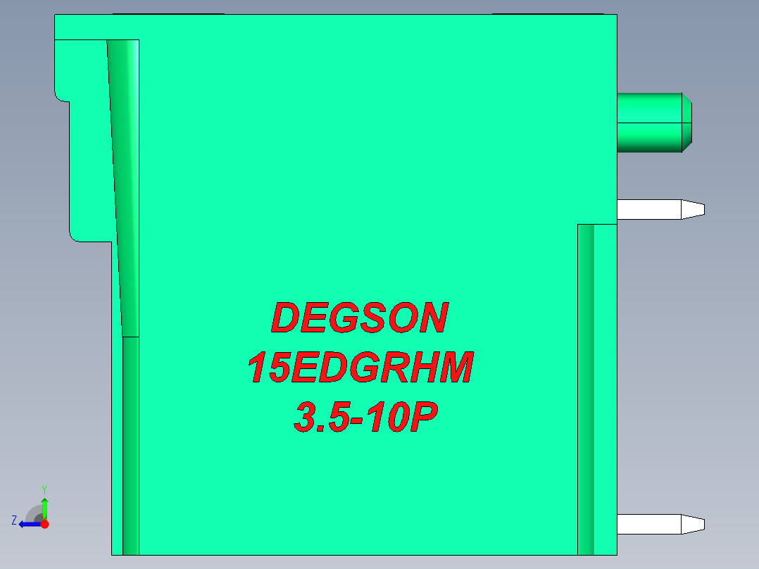 DEGSON 15EDG（公头） 3.5mm 螺钉锁紧，插拔式接线端子 FullPack-15EDGRHM-3.5-10P-14-00AH右视图