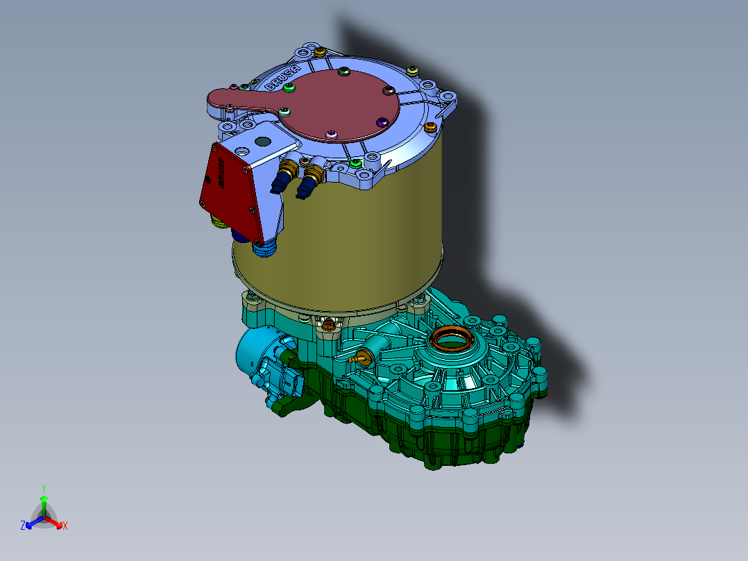 电动汽车电机变速箱传动系统正等轴测图