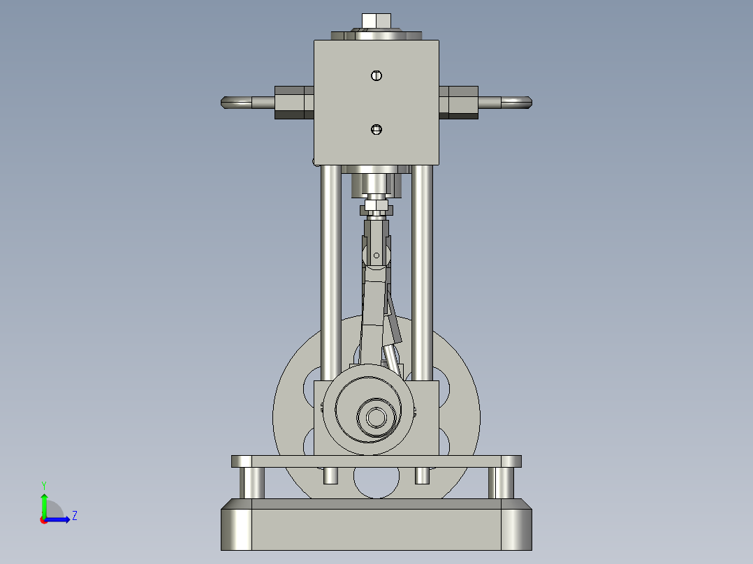 2缸立式船用蒸汽机左视图