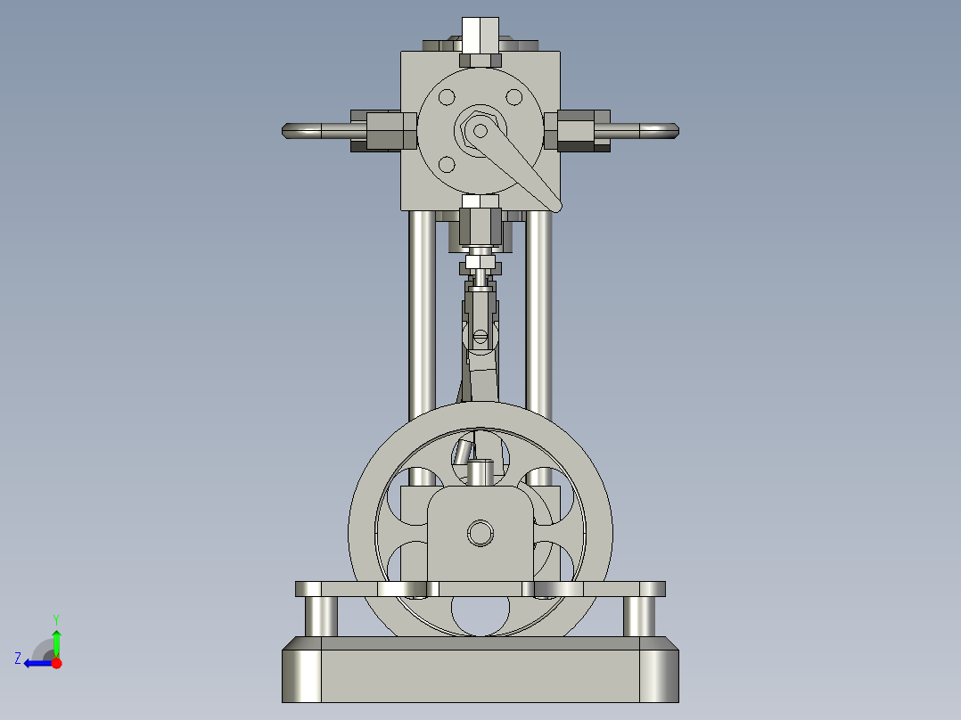 2缸立式船用蒸汽机右视图