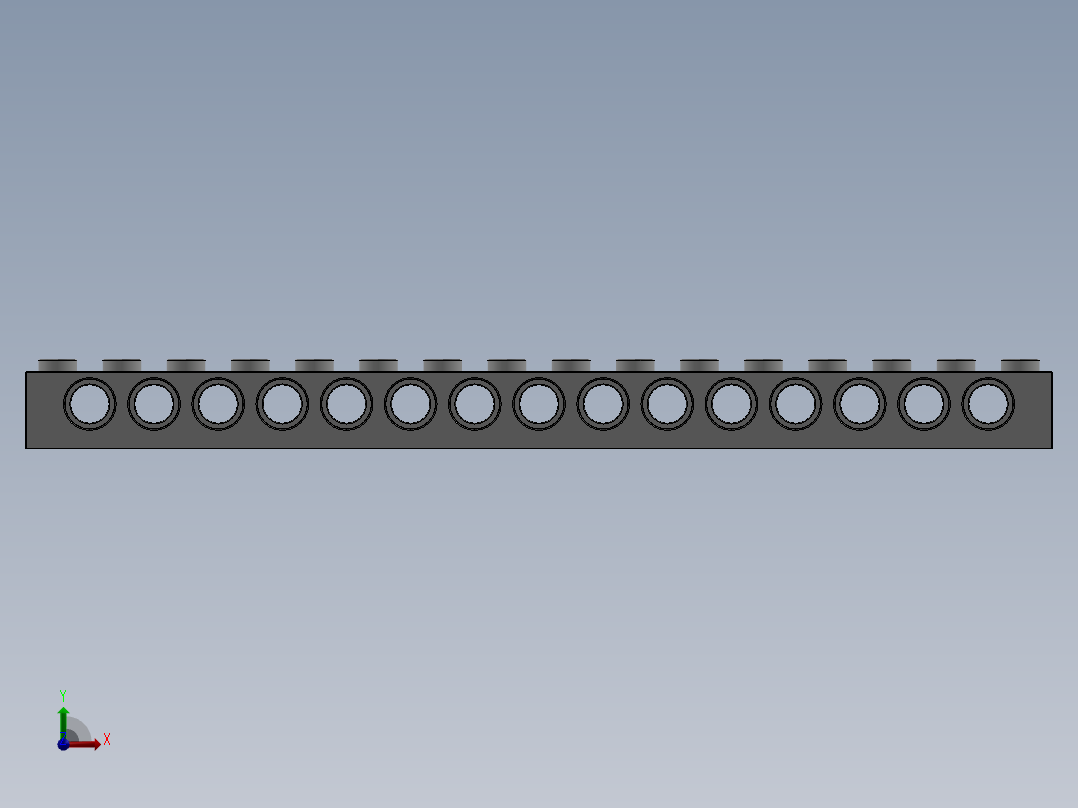 乐高机械组积木（横梁）-4508661 - 370301 White Technic Brick 1 x 16 with Holes前视图