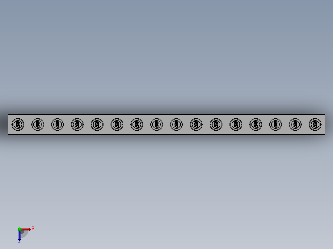 乐高机械组积木（横梁）-4508661 - 370301 White Technic Brick 1 x 16 with Holes俯视图