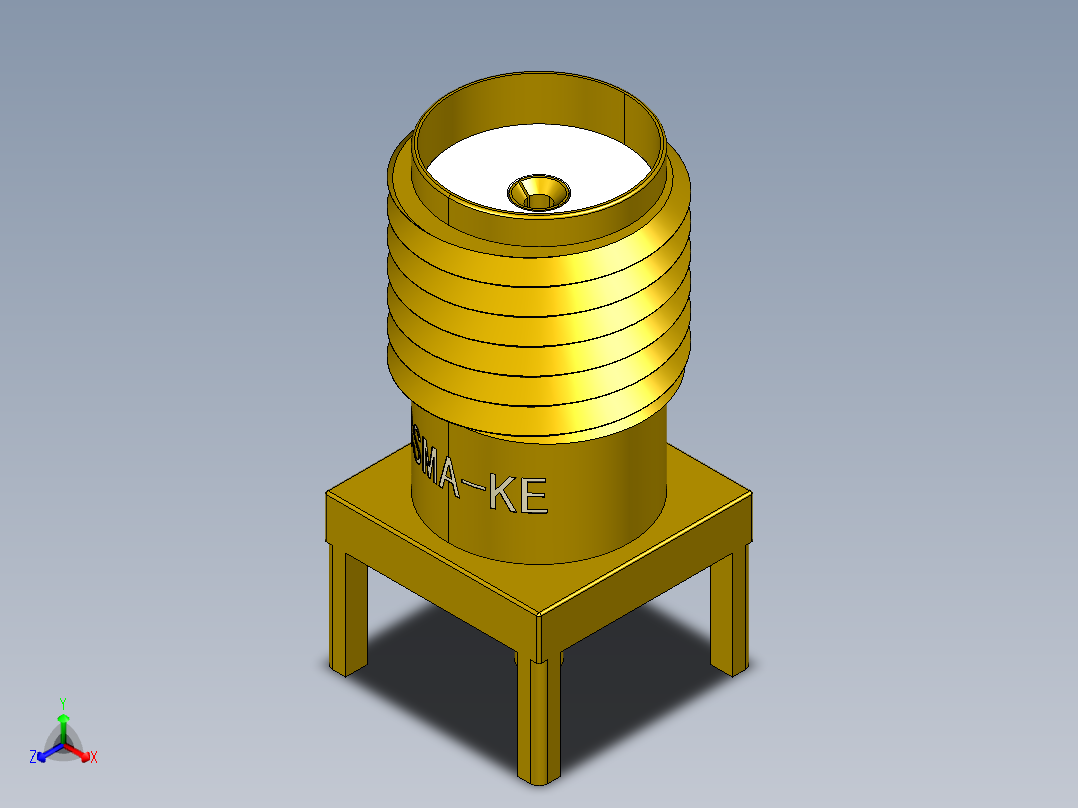 SMA克，小型SMA，射频连接器插座，射频连接器正等轴测图