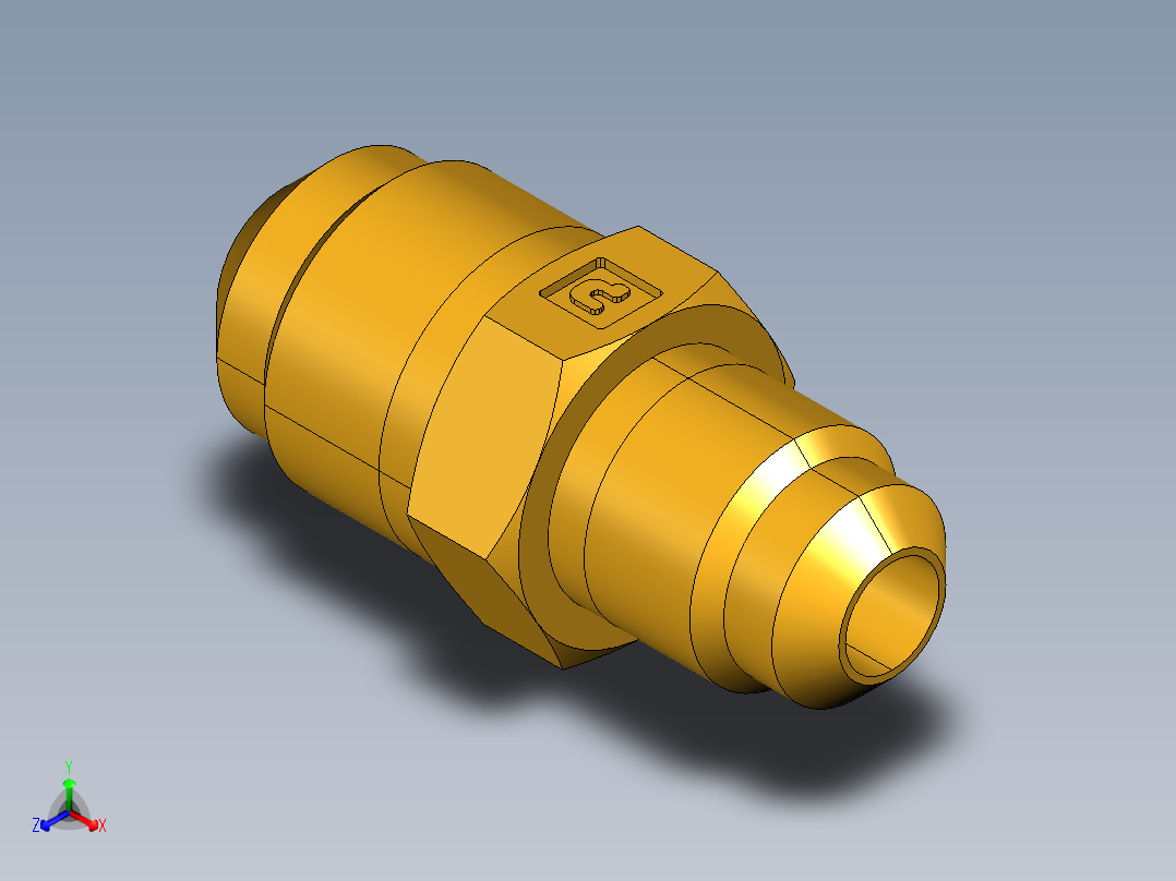 扩口式工业通用硬管接头Union Reducer 42F-6-5正等轴测图