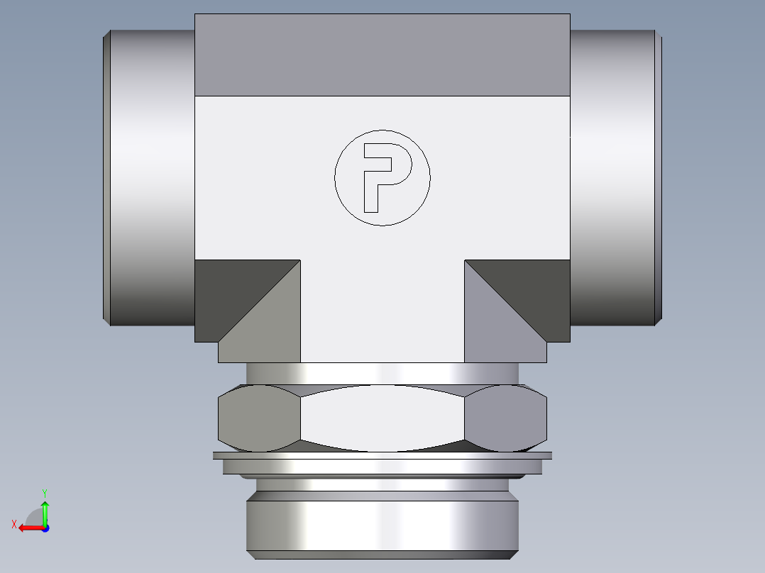 卡套式工业通用硬管接头EO_Adjustable_locknut_branch_tee_TEE42LROMDCF后视图