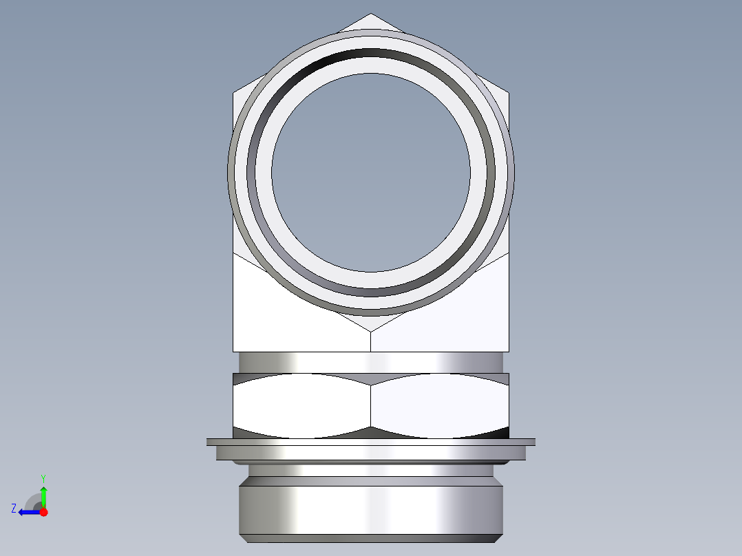 卡套式工业通用硬管接头EO_Adjustable_locknut_branch_tee_TEE42LROMDCF右视图