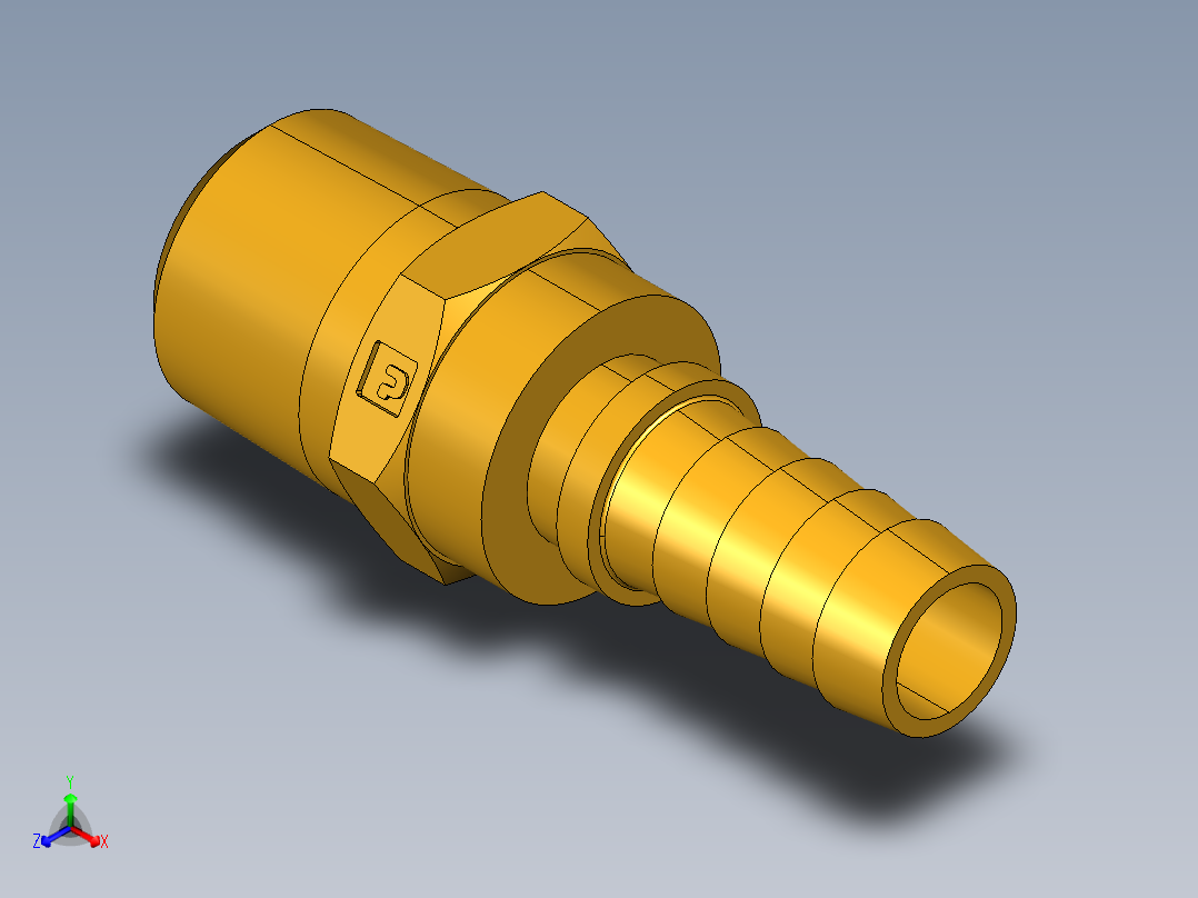 倒齿式工业管接头Male Swivel Hose Barb 125HBLSV-8-8主视图