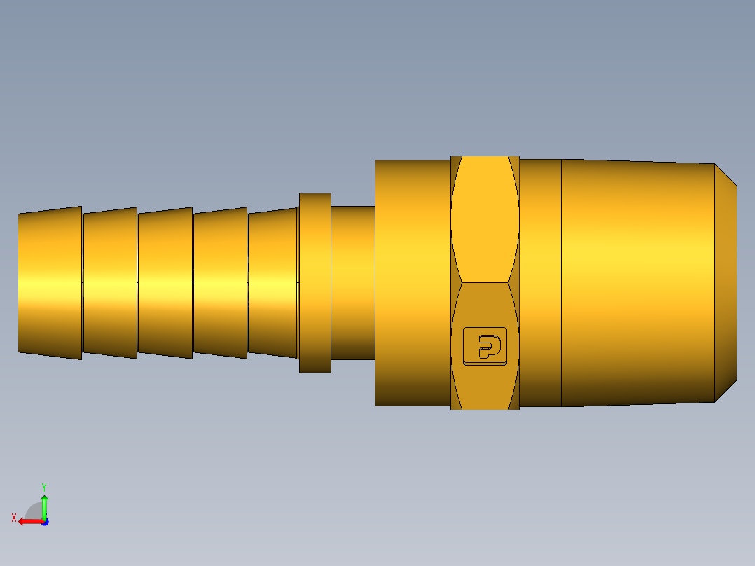 倒齿式工业管接头Male Swivel Hose Barb 125HBLSV-8-8后视图