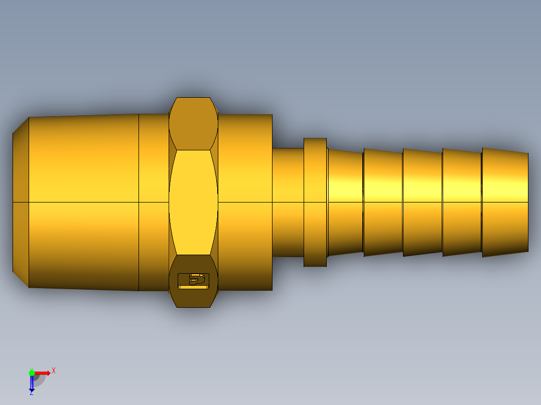 倒齿式工业管接头Male Swivel Hose Barb 125HBLSV-8-8俯视图