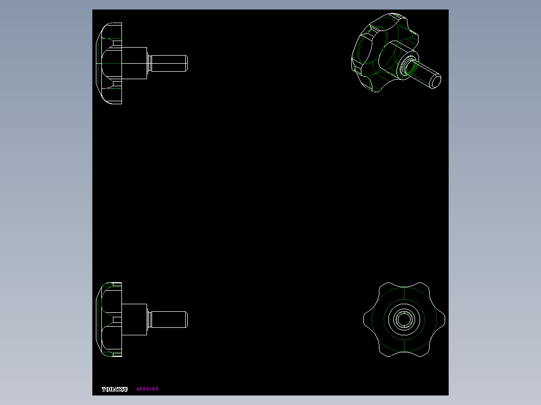 星型把手EK-2D多系列多零件图纸模型