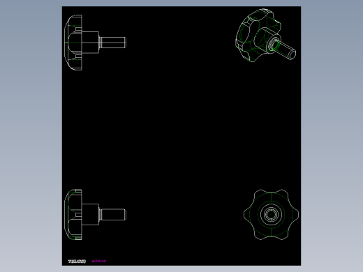 星型把手EK-2D多系列多零件图纸模型