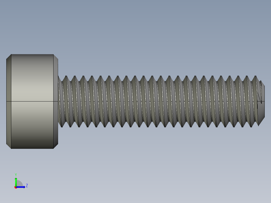 M3 x 0.5mm Thread 12mm LONG SOCKET HEAD CAP SCREW.STEP左视图