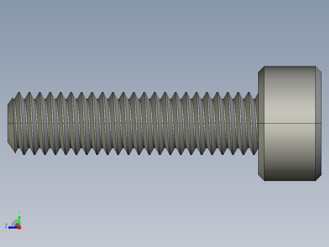 M3 x 0.5mm Thread 12mm LONG SOCKET HEAD CAP SCREW.STEP右视图