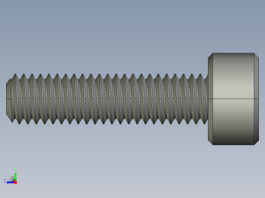 M3 x 0.5mm Thread 12mm LONG SOCKET HEAD CAP SCREW.STEP右视缩略图
