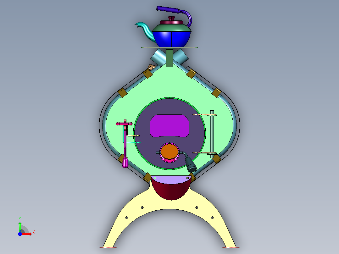 新型农村户外便携火箭柴火灶前视图