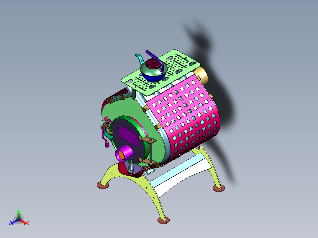 新型农村户外便携火箭柴火灶正等轴测图