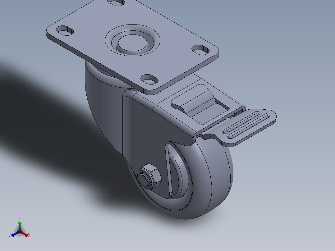 标准脚轮-WH-5023H-76 3in SWIVEL BRAKE PLATE MOUNTING H=108 45x75mm pitch主视图