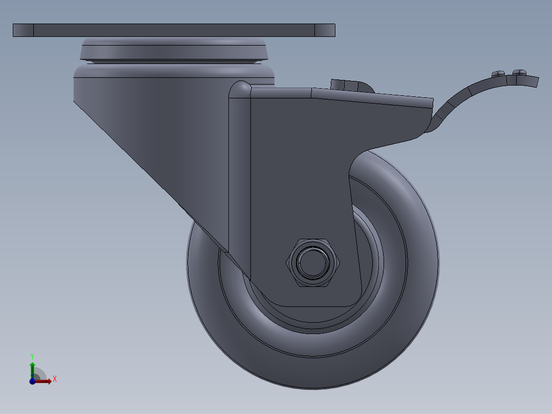 标准脚轮-WH-5023H-76 3in SWIVEL BRAKE PLATE MOUNTING H=108 45x75mm pitch前视图