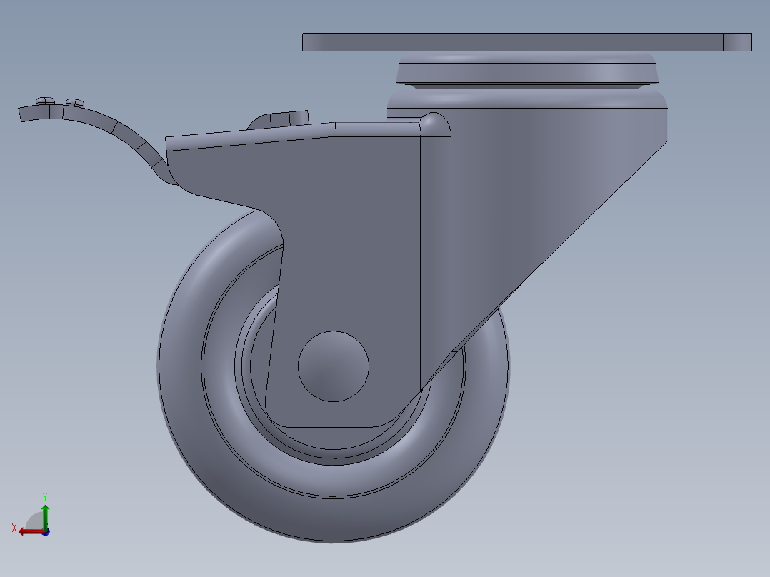 标准脚轮-WH-5023H-76 3in SWIVEL BRAKE PLATE MOUNTING H=108 45x75mm pitch后视图