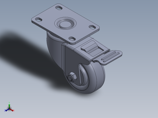 标准脚轮-WH-5023H-76 3in SWIVEL BRAKE PLATE MOUNTING H=108 45x75mm pitch正等轴测缩略图