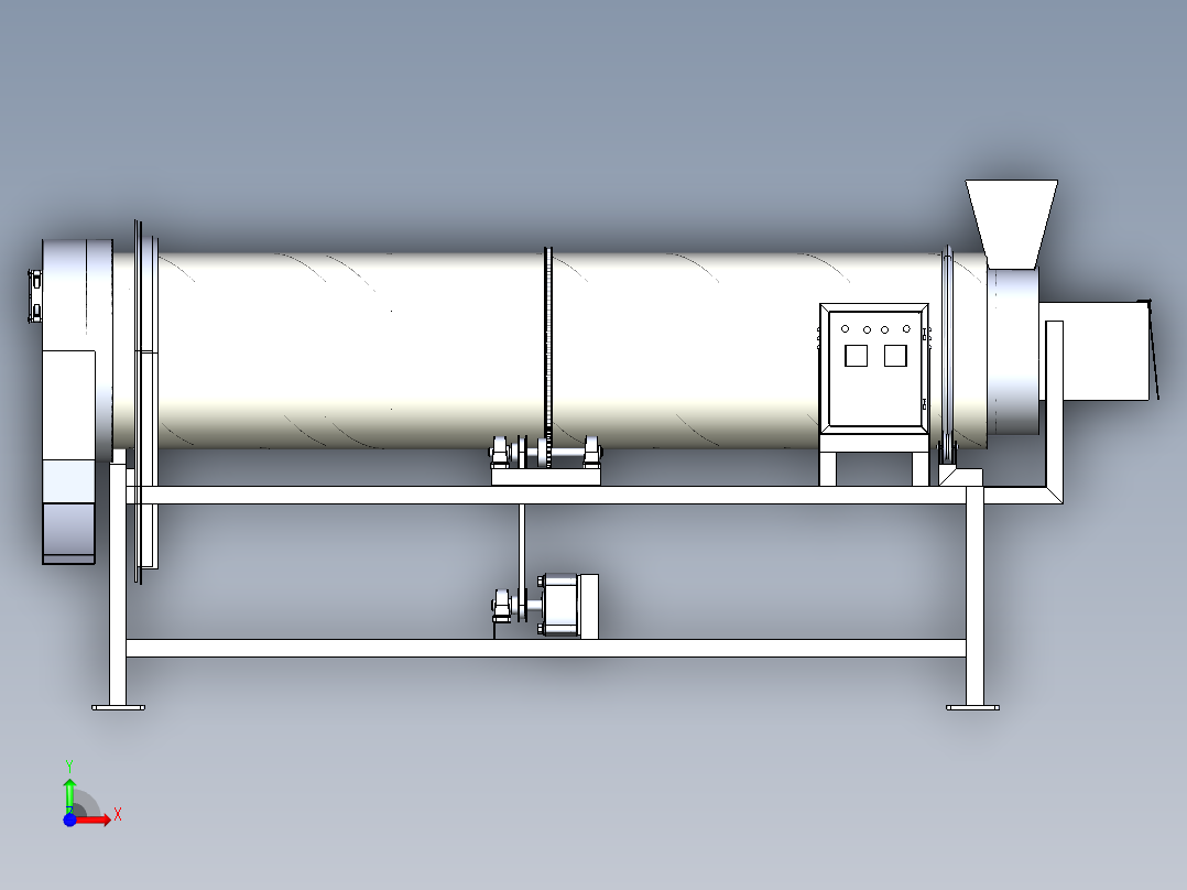 回转滚筒干燥机三维模型前视图