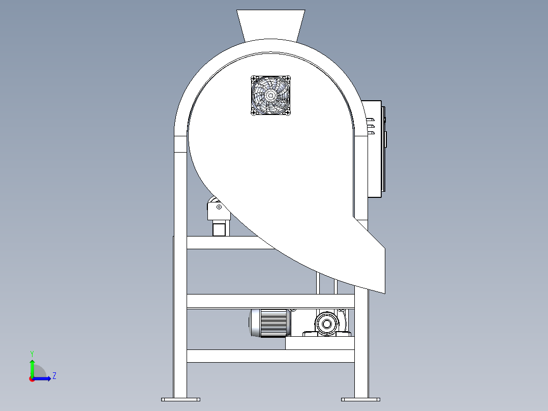 回转滚筒干燥机三维模型左视图