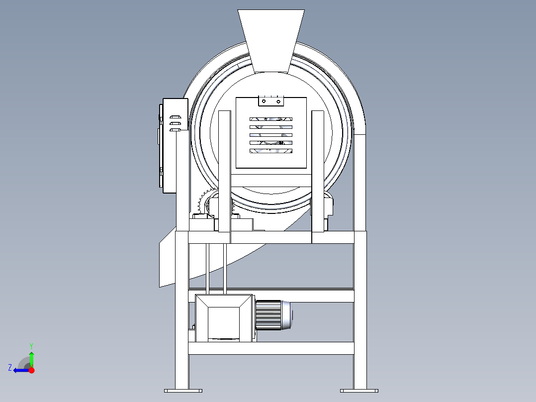 回转滚筒干燥机三维模型右视图