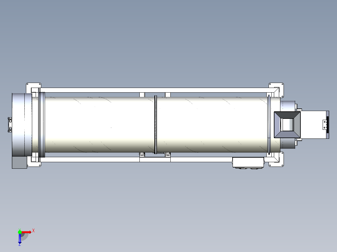 回转滚筒干燥机三维模型俯视图