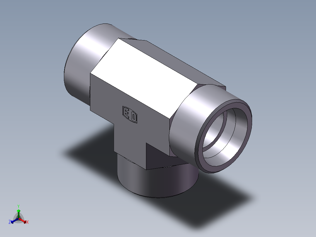 AC+AD 三通接头 T、AD-42正等轴测图