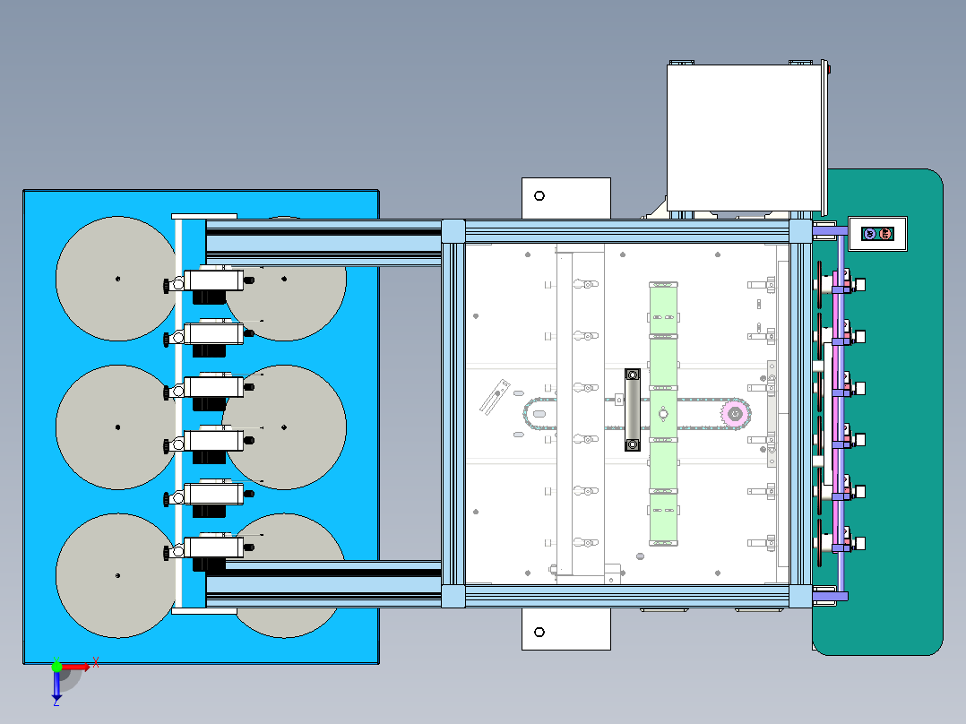 六轴自动绕线机（绞线机）俯视图