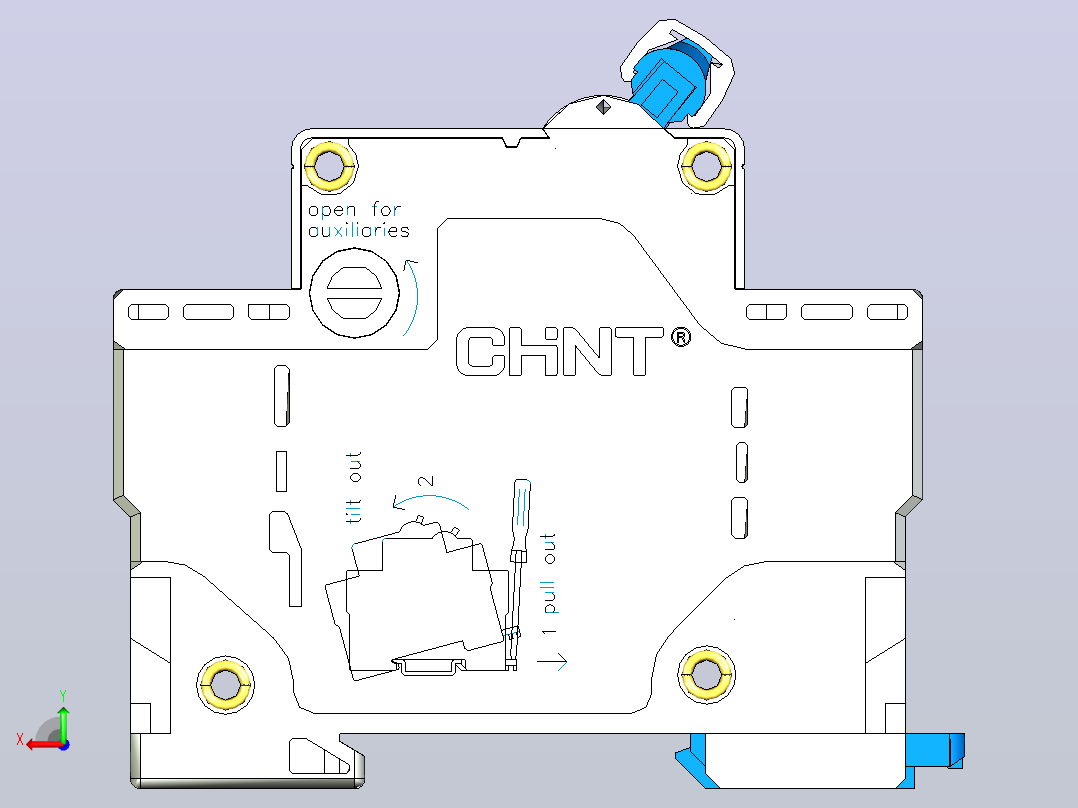 CB-125 3P塑料外壳式断路器三维模型202203后视图